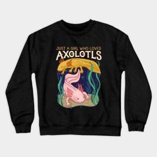 Happy Axolotls In Aquarium Crewneck Sweatshirt